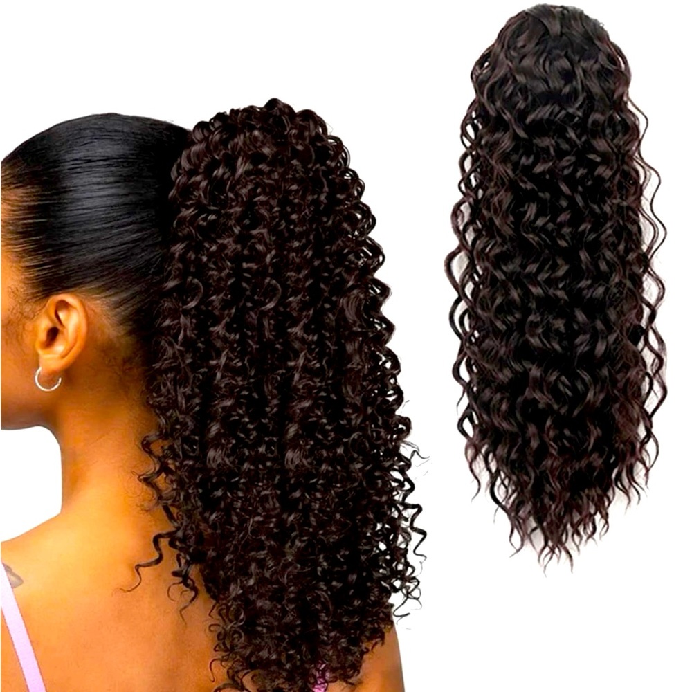 Twisted curly drawstring ponytail